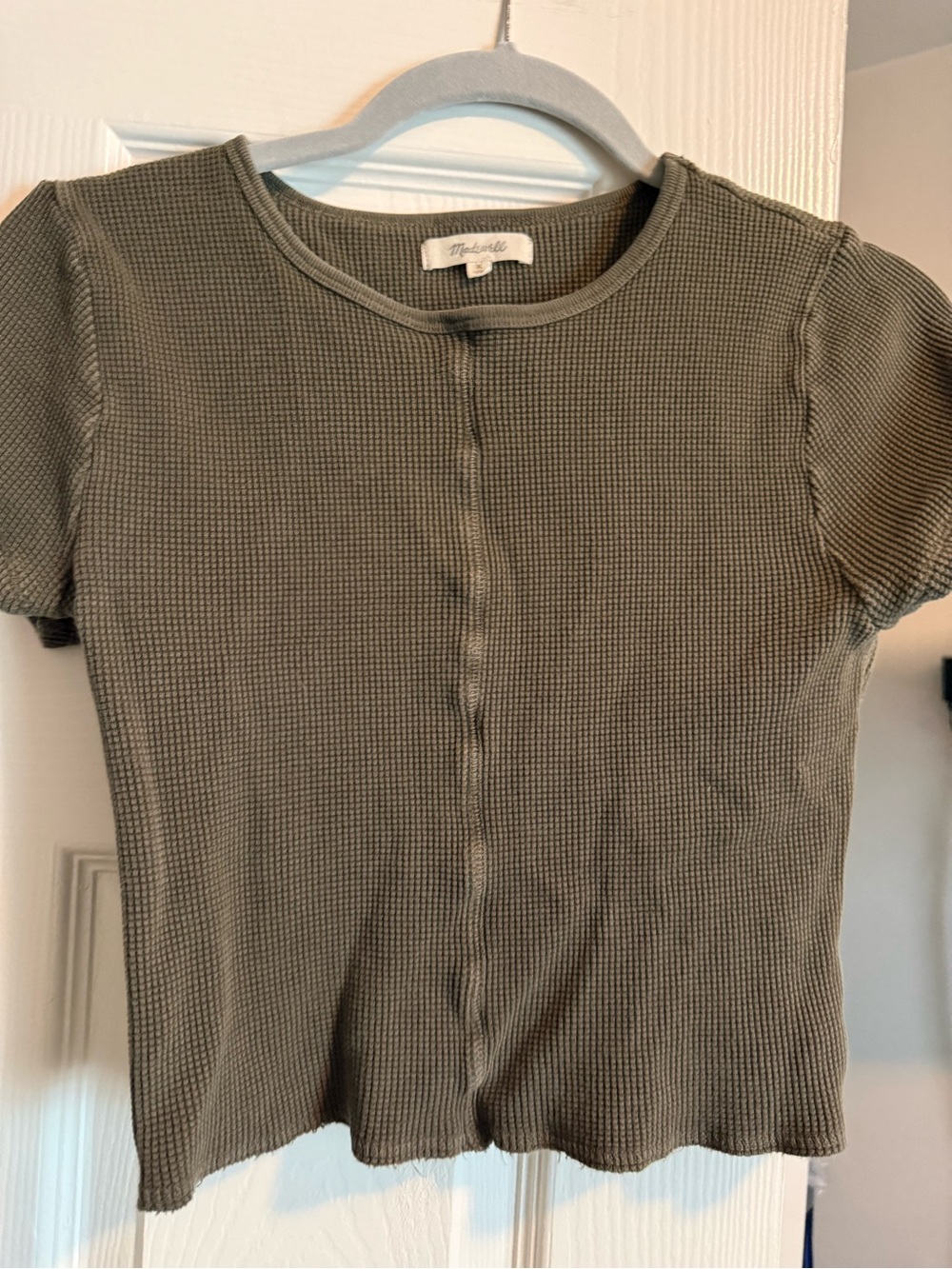 Madewell Olive Green Waffle Short Sleeve Tee